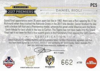 2017 Select Certified - Premiers #PC5 Daniel Rioli Back
